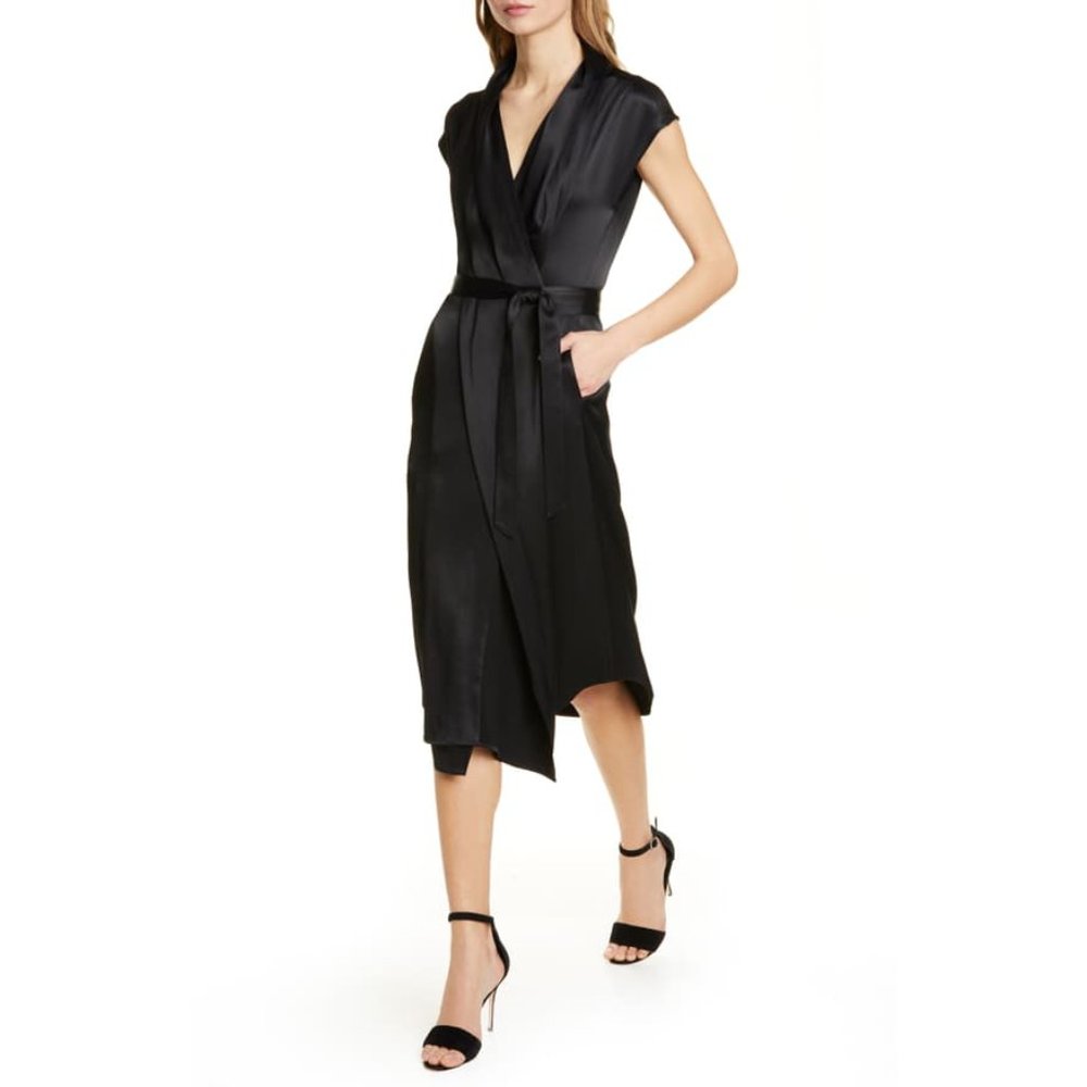 NWOT Frame Ibiza Silk Wrap Dress Black
